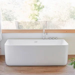 Baignoire design semi-îlot rectangulaire TRENTO MURO blanche