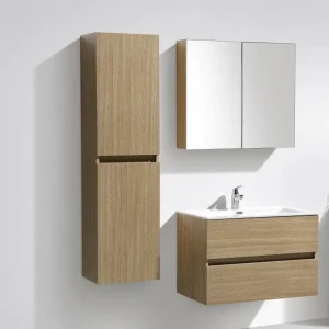 Ensemble de meubles salle de bain design SIENA largeur 80 cm, chêne clair texturé