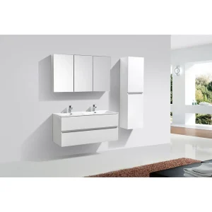 Ensemble de meubles salle de bain design SIENA largeur 120 cm, blanc laqué