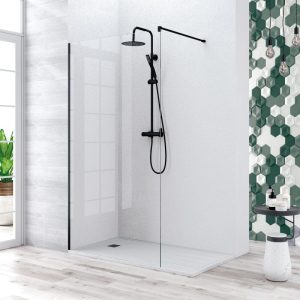 Paroi de douche fixe MANACOR noir mat