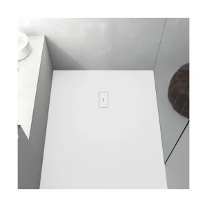 Receveur de douche extra plat FUSION en résine surface ardoisée blanc