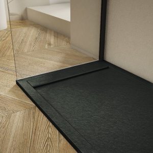 Receveur de douche extra plat RIBERA en résine surface ardoisée noir