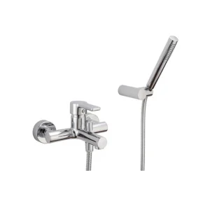 Robinet mitigeur bain/douche mural CISAL SOFTCUBE, douchette et support inclus