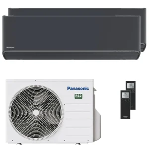 Panasonic Etherea dual split air conditioner 9000+12000 BTU inverter A+++ wifi external unit 5 kW graphite grey