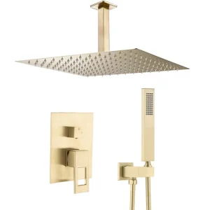 Ensemble de douche encastré au plafond TELMO or brossé