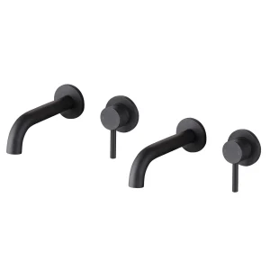 Pack de 2 robinets mitigeurs muraux encastrés 2 trous PIZO noir mat