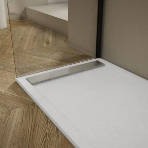 Receveur de douche extra plat RIBERA en résine surface ardoisée blanc